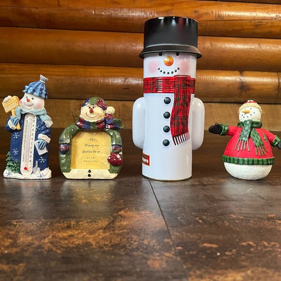 Lot of 4 Snowmen: Thermometer, Photo Frame, Tin, Figurine - Picture 11 of 11